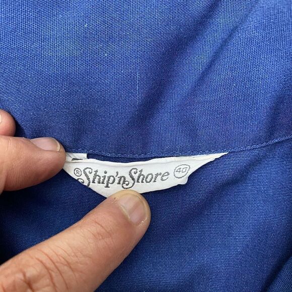 Vintage Ship N Shore Blue Collared Quarter Button Mod Go-Go House  Dress SIze 40 - Picture 3 of 11